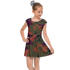 Camouflage Orange Kids  Cap Sleeve Dress