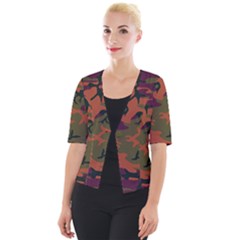 Camouflage Orange Cropped Button Cardigan