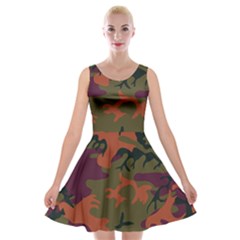 Camouflage Orange Velvet Skater Dress by snowwhitegirl