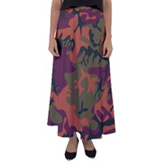 Camouflage Orange Flared Maxi Skirt by snowwhitegirl