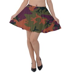 Camouflage Orange Velvet Skater Skirt by snowwhitegirl