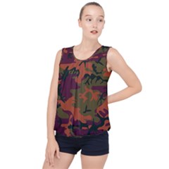 Camouflage Orange Bubble Hem Chiffon Tank Top