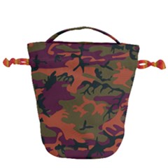 Camouflage Orange Drawstring Bucket Bag by snowwhitegirl