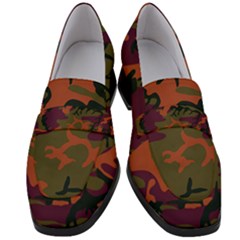 Camouflage Orange Women s Chunky Heel Loafers