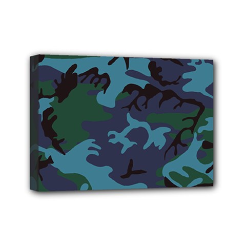 Camouflage Blue Mini Canvas 7  X 5  (stretched) by snowwhitegirl