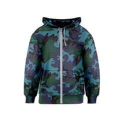 Camouflage Blue Kids  Zipper Hoodie by snowwhitegirl