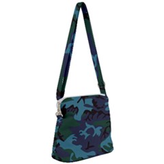 Camouflage Blue Zipper Messenger Bag by snowwhitegirl