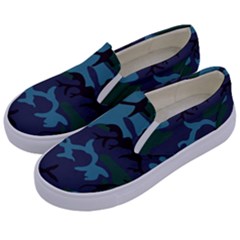 Camouflage Blue Kids  Canvas Slip Ons by snowwhitegirl