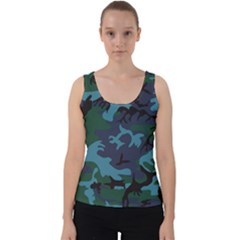 Camouflage Blue Velvet Tank Top