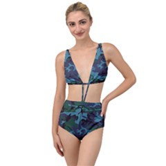 Camouflage Blue Tied Up Two Piece Swimsuit