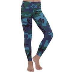 Camouflage Blue Kids  Lightweight Velour Classic Yoga Leggings