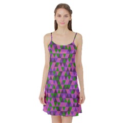 Retro Pink Purple Geometric Pattern Satin Night Slip by snowwhitegirl