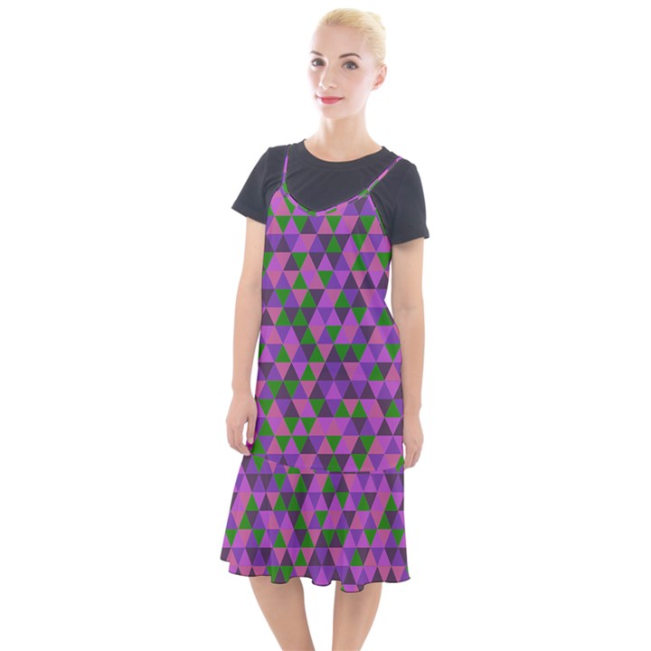 Retro Pink Purple Geometric Pattern Camis Fishtail Dress