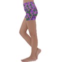 Retro Pink Purple Geometric Pattern Kids  Lightweight Velour Yoga Shorts View2