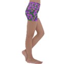 Retro Pink Purple Geometric Pattern Kids  Lightweight Velour Yoga Shorts View3