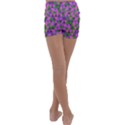 Retro Pink Purple Geometric Pattern Kids  Lightweight Velour Yoga Shorts View4