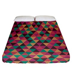 Retro Orange Green Geometric Pattern Fitted Sheet (california King Size) by snowwhitegirl