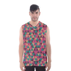 Retro Orange Green Geometric Pattern Men s Basketball Tank Top by snowwhitegirl