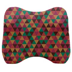 Retro Orange Green Geometric Pattern Velour Head Support Cushion