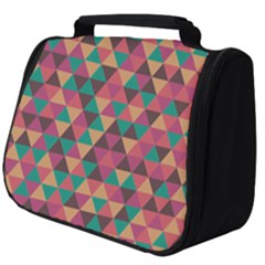 Retro Orange Green Geometric Pattern Full Print Travel Pouch (big)