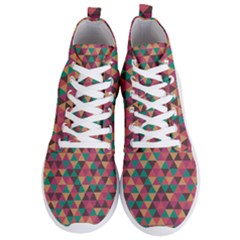 Retro Orange Green Geometric Pattern Men s Lightweight High Top Sneakers