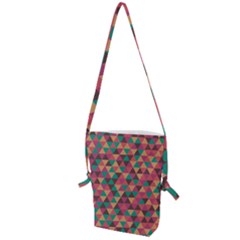 Retro Orange Green Geometric Pattern Folding Shoulder Bag