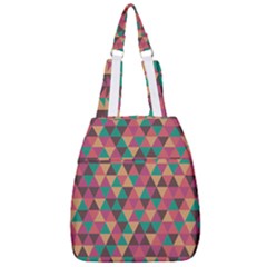 Retro Orange Green Geometric Pattern Center Zip Backpack