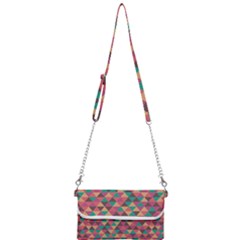 Retro Orange Green Geometric Pattern Mini Crossbody Handbag