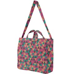 Retro Orange Green Geometric Pattern Square Shoulder Tote Bag