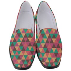 Retro Orange Green Geometric Pattern Women s Classic Loafer Heels