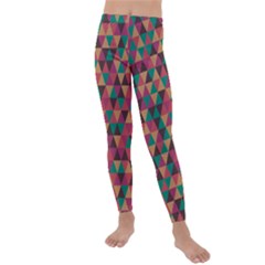 Retro Orange Green Geometric Pattern Kids  Lightweight Velour Leggings