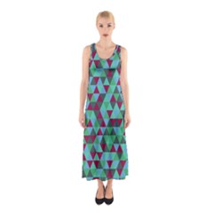 Retro Teal Green Geometric Pattern Sleeveless Maxi Dress by snowwhitegirl