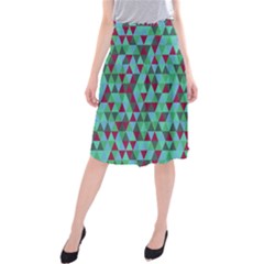 Retro Teal Green Geometric Pattern Midi Beach Skirt by snowwhitegirl