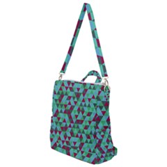 Retro Teal Green Geometric Pattern Crossbody Backpack