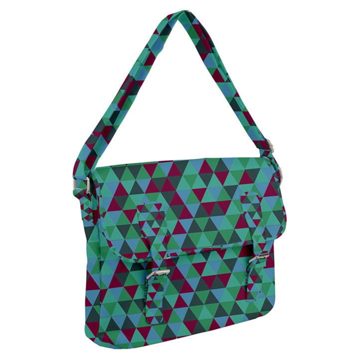 Retro Teal Green Geometric Pattern Buckle Messenger Bag