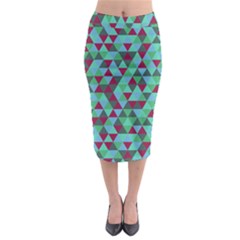 Retro Teal Green Geometric Pattern Midi Pencil Skirt by snowwhitegirl