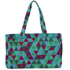 Retro Teal Green Geometric Pattern Canvas Work Bag