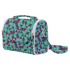 Retro Teal Green Geometric Pattern Satchel Shoulder Bag