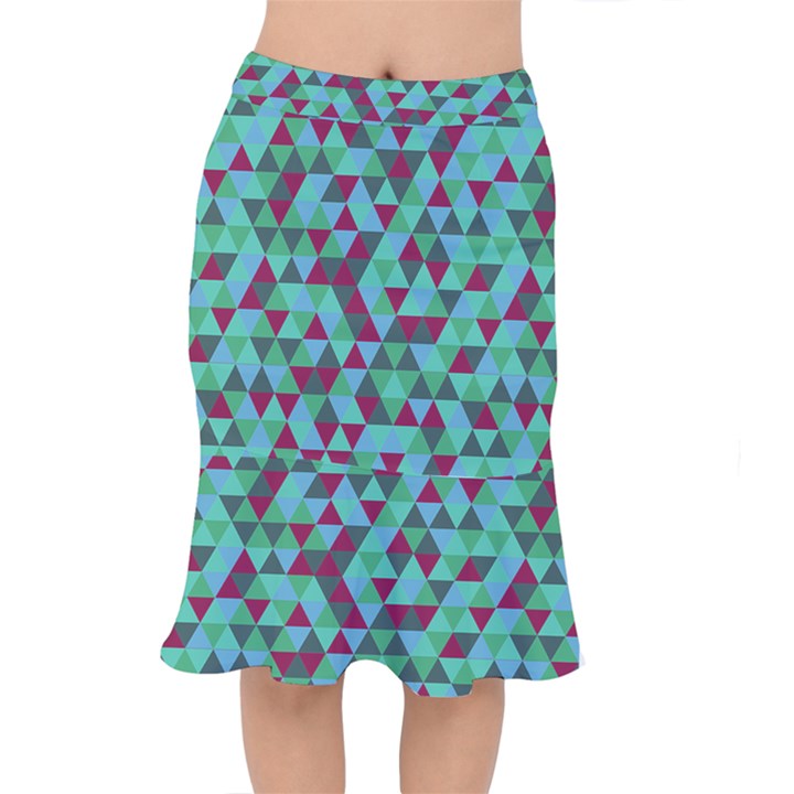 Retro Teal Green Geometric Pattern Mermaid Skirt