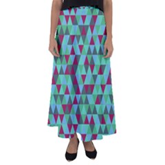 Retro Teal Green Geometric Pattern Flared Maxi Skirt by snowwhitegirl