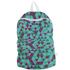 Retro Teal Green Geometric Pattern Foldable Lightweight Backpack