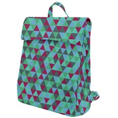 Retro Teal Green Geometric Pattern Flap Top Backpack