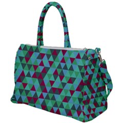 Retro Teal Green Geometric Pattern Duffel Travel Bag