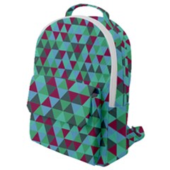 Retro Teal Green Geometric Pattern Flap Pocket Backpack (small)