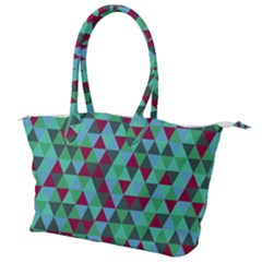 Retro Teal Green Geometric Pattern Canvas Shoulder Bag