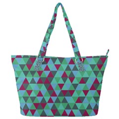 Retro Teal Green Geometric Pattern Full Print Shoulder Bag