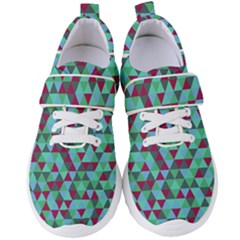 Retro Teal Green Geometric Pattern Women s Velcro Strap Shoes