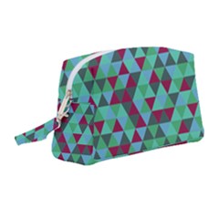 Retro Teal Green Geometric Pattern Wristlet Pouch Bag (medium)