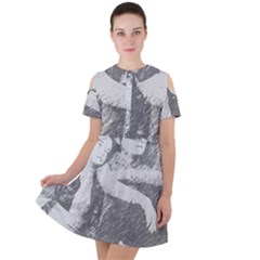 Kids Short Sleeve Shoulder Cut Out Dress 