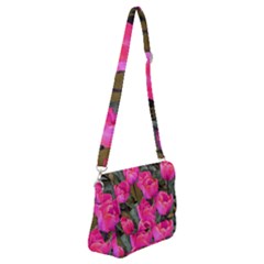 Pink Tulips Shoulder Bag With Back Zipper